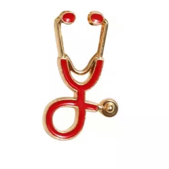 Stethoscope Lapel Scrub Nurse Pin Silver Gold Pink - Picture 3 of 13